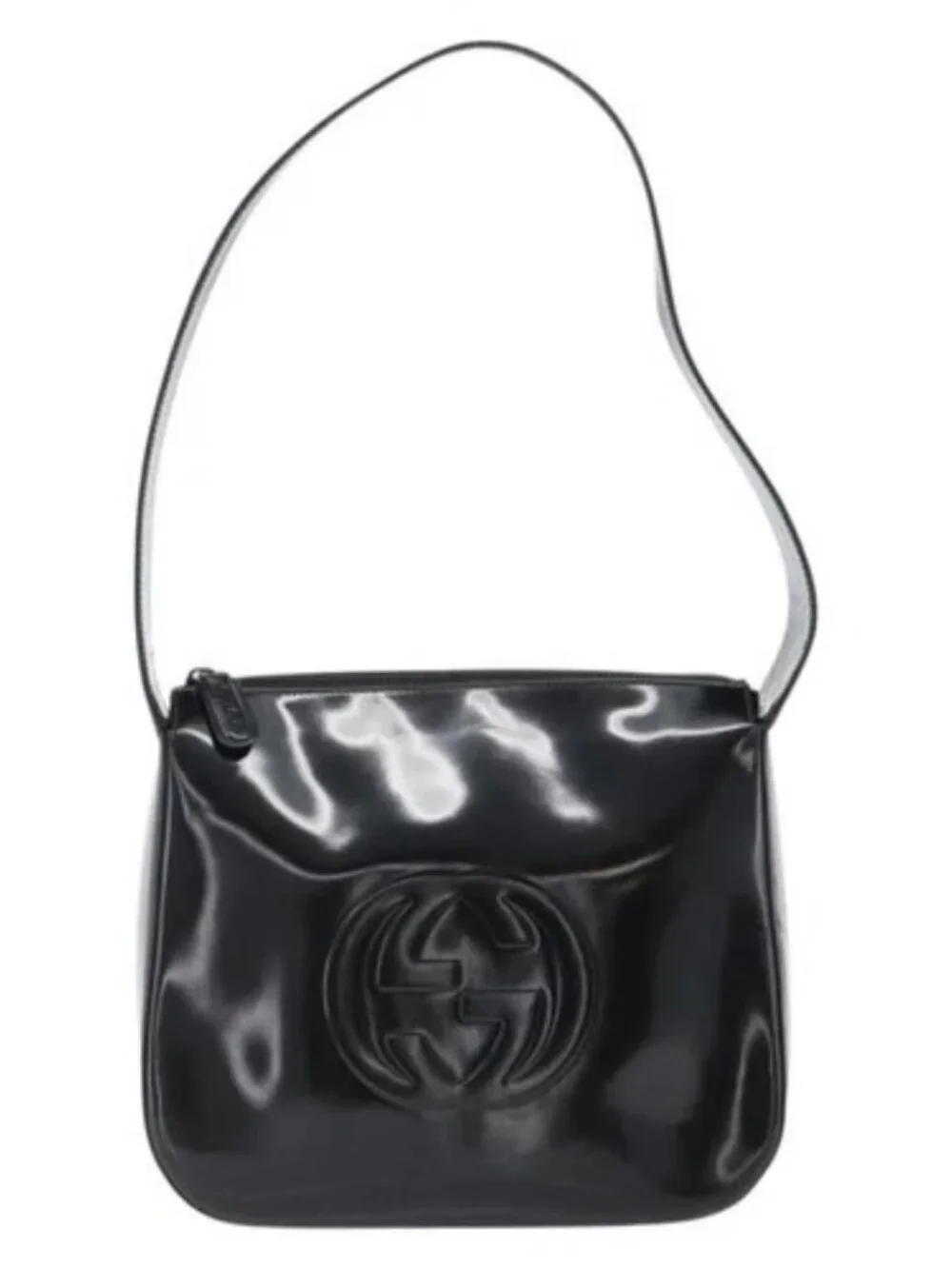 GUCCI Shoulder Bag Enamel Black 001 1364 1703 Auth 182536 - Picture 2 of 16